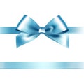 Shiny light blue satin ribbon on white background Royalty Free Stock Photo