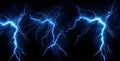 Shiny lightnings composition on the dark background. Abstract energy strike ornament in the thunderstorm. Royalty Free Stock Photo