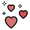 Shiny loving hearts icon color outline vector Royalty Free Stock Photo