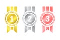 shiny medal ornament design template set collection, colorful, ranking of the winners, vector