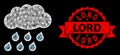 Distress Lord Stamp Seal and Bright Polygonal Mesh Rain Cloud with Light Spots