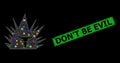 Distress Don'T Be Evil Seal with Net Hell Demon Glare Icon with Bright Colored Light Spots