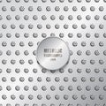 Shiny metal background in silver color with circular texture and round holes seamless pattern
