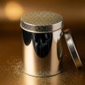Shiny Metal Container with Lid and Handle Royalty Free Stock Photo