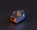 Shiny metal mechanical spare small part of machine in machinery and automotive industry, 3d rendering, isometric