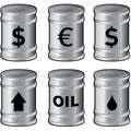 Shiny Metal Oil Barrels With Symbols