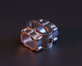 Shiny metal mechanical spare small part of machine in machinery and automotive industry, 3d rendering, isometric