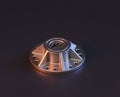 Shiny metal mechanical spare small part of machine in machinery and automotive industry, 3d rendering, isometric