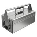 Shiny metal toolbox with handle isolated on transparent background Royalty Free Stock Photo