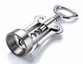 Shiny Metal Winged Corkscrew Opener on White Backdrop with Smooth Lighting Royalty Free Stock Photo