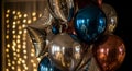 Shiny Metallic Balloons with Warm Background Lights Royalty Free Stock Photo