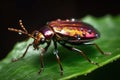 a shiny metallic jewel bug on a green leaf Royalty Free Stock Photo