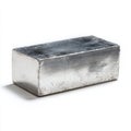 Shiny metallic rectangular bar casting with a textured surface on a white background Royalty Free Stock Photo