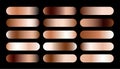 shiny metallic rose gold gradient swatch tone element in set Royalty Free Stock Photo