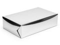 Shiny metallic silver rectangular box on white background Royalty Free Stock Photo