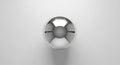 Shiny metallic sphere centered on a plain, light gray background. The reflective surface of the Royalty Free Stock Photo