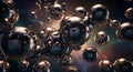 Shiny metallic spheres floating in space Royalty Free Stock Photo