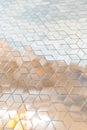 Shiny mirror cut in a cube shape for decorating wall and floor, laying mirror tile in 3d cube geometric pattern