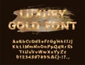 Shiny modern gold font isolated on brown