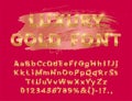 Shiny modern gold font isolated on purple