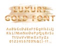 Shiny modern gold font isolated on white