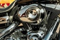 A shiny motorcycle engine close up Royalty Free Stock Photo