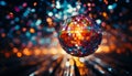 Shiny nightclub disco ball ignites vibrant dancing in bright spotlight generated by AI Royalty Free Stock Photo