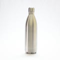 shiny non-corrosive steel flask in a white background