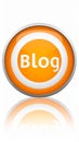 Shiny orange round button with the word Blog on a white background Royalty Free Stock Photo
