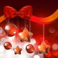 Shiny ornaments and lights on red background for holy christmas