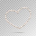 Shiny oyster pearls for luxury accessories. Pearl necklace thread of pearls. Realistic white pearls isolated on background. Beauti Royalty Free Stock Photo