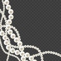 Shiny oyster pearls for luxury accessories. Vector pearl necklace on transparent background Royalty Free Stock Photo