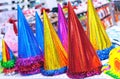 Shiny party hats with tinsel decoration for children`s parties Royalty Free Stock Photo