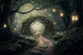 Shiny Pathway in Fairy Tale Styled Enchanted Forest: A Magical Journey of Imagination, Generative AI
