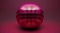 A shiny, pink disco ball sphere with a dotted surface on a gradient background. Royalty Free Stock Photo