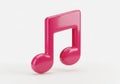 Shiny pink eighth note symbol representing music and melody with soft lighting and subtle texture Royalty Free Stock Photo