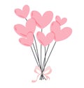 Shiny pink heart balloons vector background colorful romance Royalty Free Stock Photo