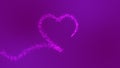 Shiny pink magic line paint the heart and then disappear on purple background. For celebrating Valentine\'s day dreamy love