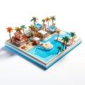 Shiny Plastic Isometric Beach Resort Model - 3d Island And Poolcore Installation