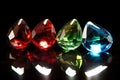 shiny, polished gemstones on black background