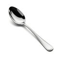 Shiny polished silver spoon on a white background, isolated object, studio shot Royalty Free Stock Photo