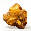 Shiny and precious gold nugget isolated on a clean white background, symbolizing wealth and luxury
