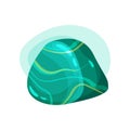 Flat vector icon of shiny precious stone. Glossy malachite with striped pattern. Smooth turquoise gemstone. Valuable