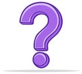 Shiny purple 3D question mark symbol illustration for help support and FAQ design element Royalty Free Stock Photo