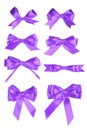 Shiny purple satin ribbon on white background Royalty Free Stock Photo