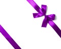 Shiny purple satin ribbon on white background Royalty Free Stock Photo