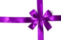 Shiny purple satin ribbon on white background Royalty Free Stock Photo