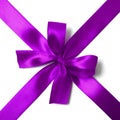 Shiny purple satin ribbon on white background Royalty Free Stock Photo