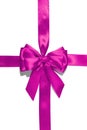 Shiny purple satin ribbon on white background Royalty Free Stock Photo