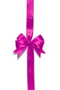 Shiny purple satin ribbon on white background Royalty Free Stock Photo